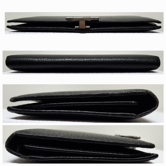 GUCCI G Hardware with Hook Black Pebble Grain Wallet - Picture 6 of 16